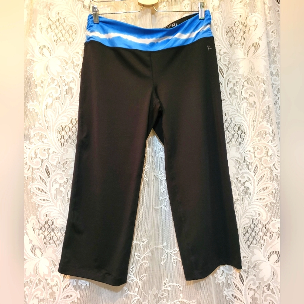 Danskin Yoga Size M Black and Blue Tie-Dye Waist Athletic Pants